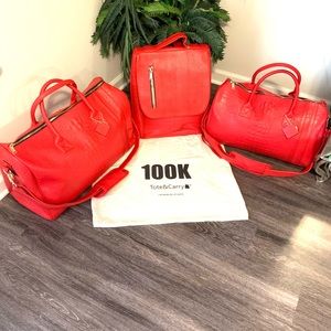 ❤️Red Apollo ll ❤️ TOTE & CARRY Luxury 3 Piece Vegan Luggage Set.